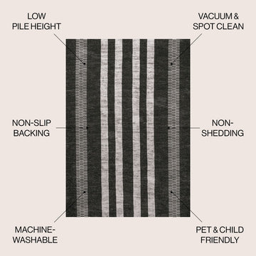 Vichy Geometric Striped Machine-washable Area Rug